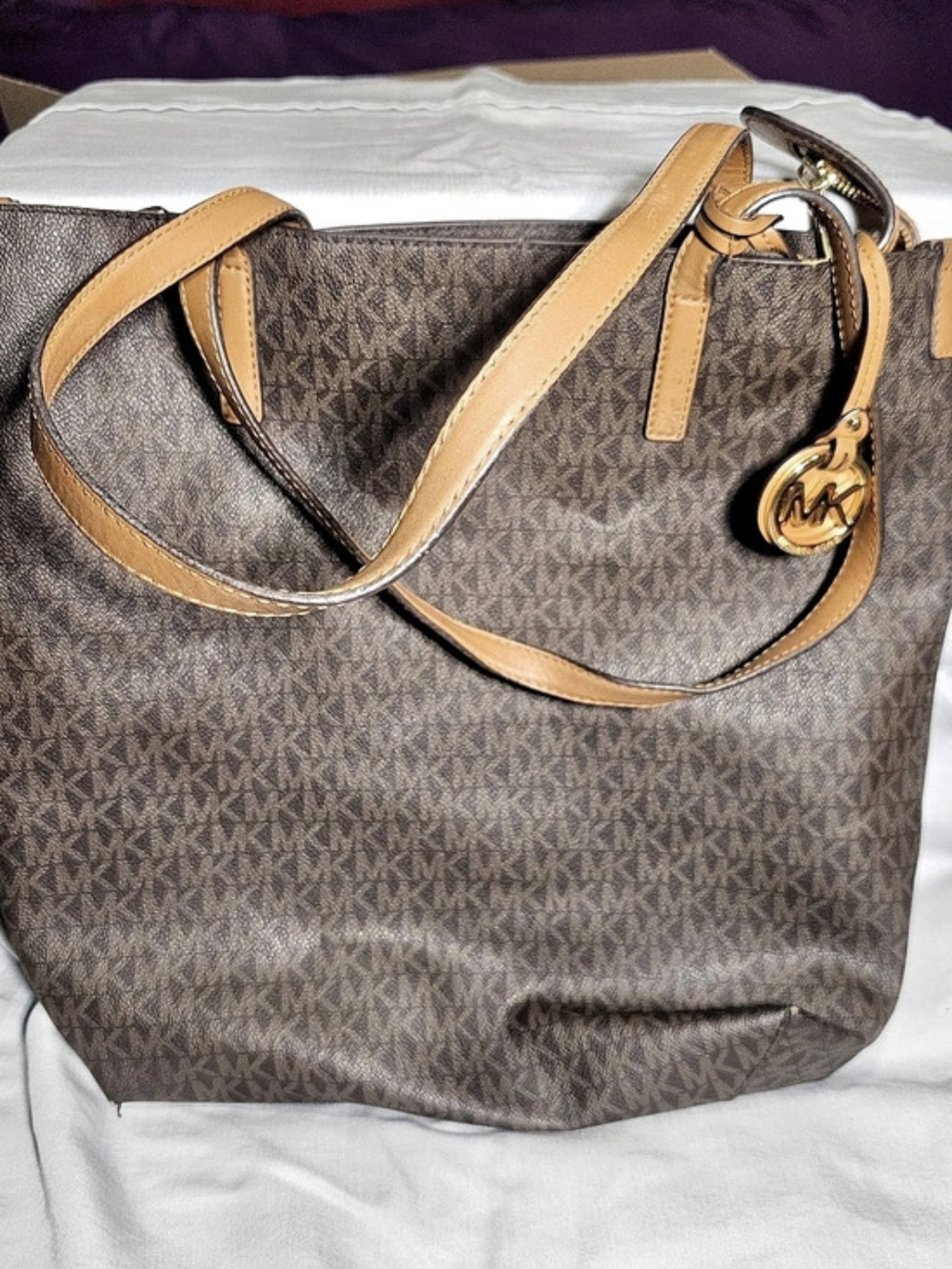 Michael Kors Jet Set Large Logo Tote Bag with Pouch Brown Tote with Pouch